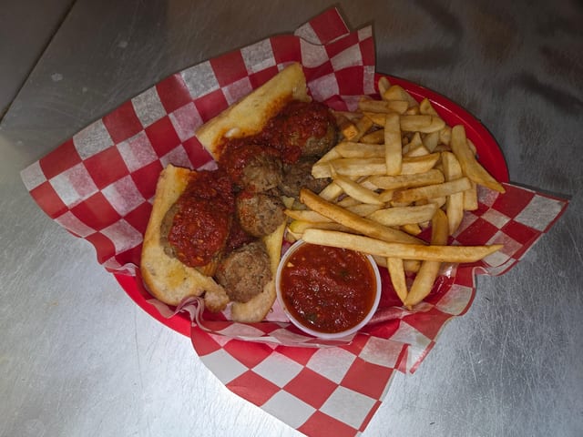 Meatball & Marinara Sandwich.
